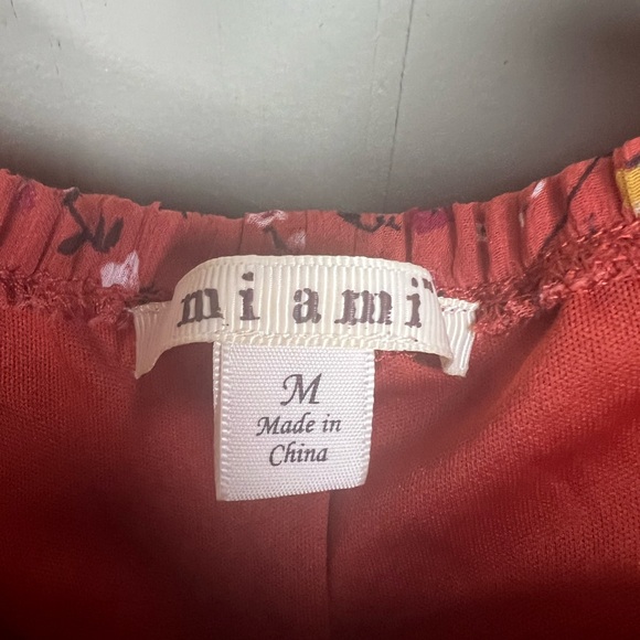 MIAMI Womens Floral Lace Sleeve Dress Size Medium Boho Coral Orange - Picture 5 of 8